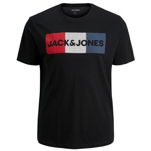 T-Shirt mit Jack & Jones Logo-Print Schwarz